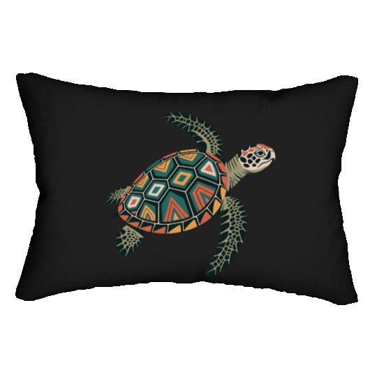 Sea Turtle Geometric Pattern Shell Lumbar Pillows