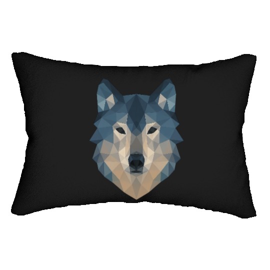 Geometric Wolf Face – Bold Abstract Wild Animal Ar Lumbar Pillows