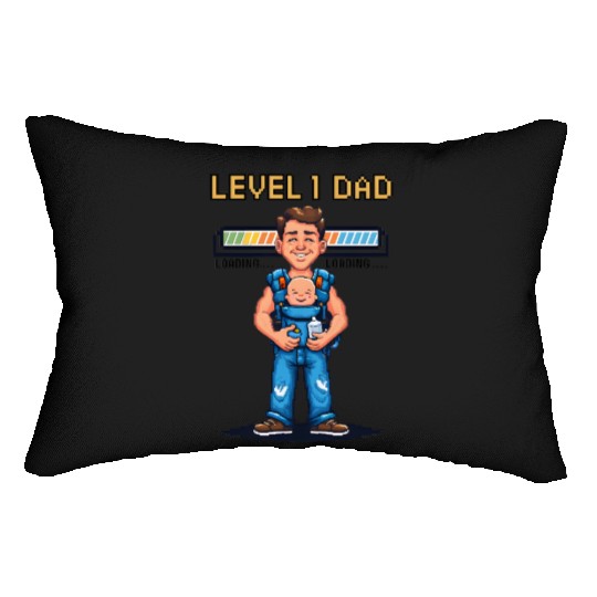 Funny Retro Gamer Dad Pixel Art Father's Day Gift Lumbar Pillows