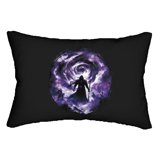 Dark Sorcerer with Purple Mist and Arcane Power Lumbar Pillows