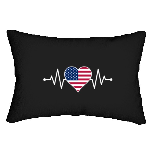 American Flag Heart Lumbar Pillows Freedom 4th of July