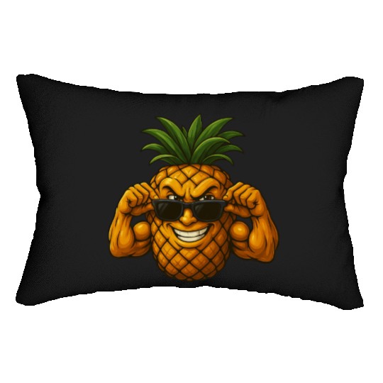 Cool pineapple sunglasses muscles biceps fruit Lumbar Pillows