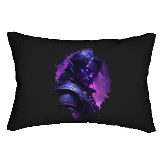 Dark Elf Warrior with Glowing Purple Eyes Lumbar Pillows