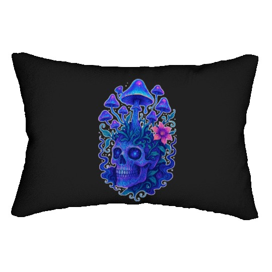 Fungi Mind - Trippy Skull Bloom Lumbar Pillows