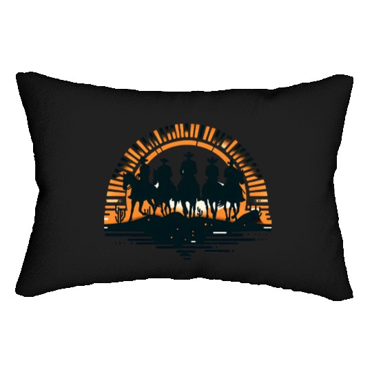 Western Cowboys at Sunset Lumbar Pillows