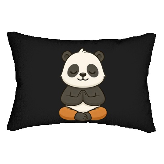 Cute panda yoga meditation relaxation chibi Lumbar Pillows