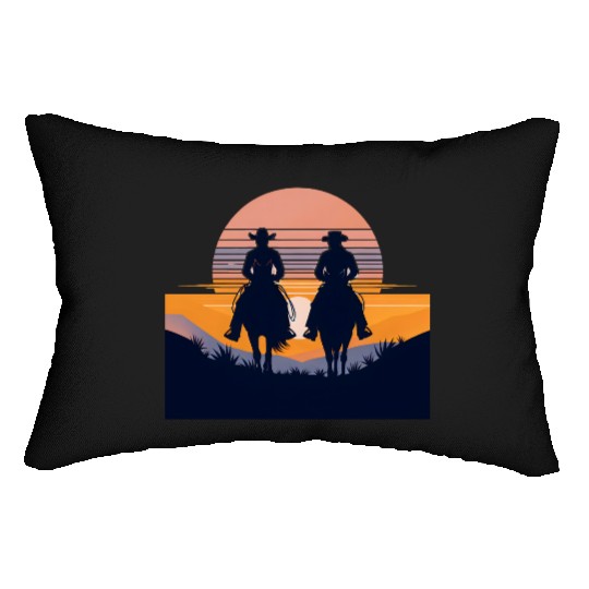 Western Sunset Silhouettes Lumbar Pillows