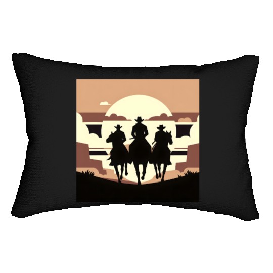 Western Cowboys Riding Lumbar Pillows