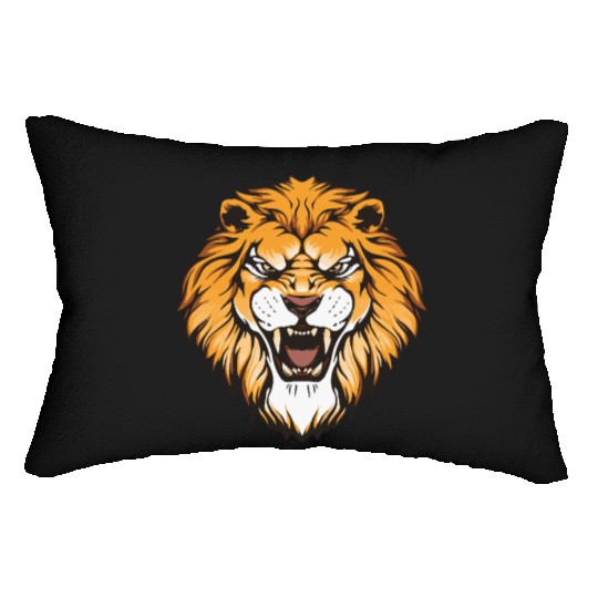 Angry Lion s Head Lumbar Pillows