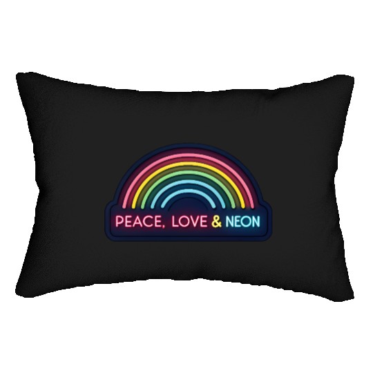 Peace Love Neon Rainbow 70s Lumbar Pillows