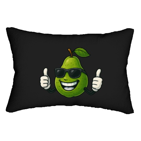 Cute cartoon pear guava fruit summer joy Lumbar Pillows