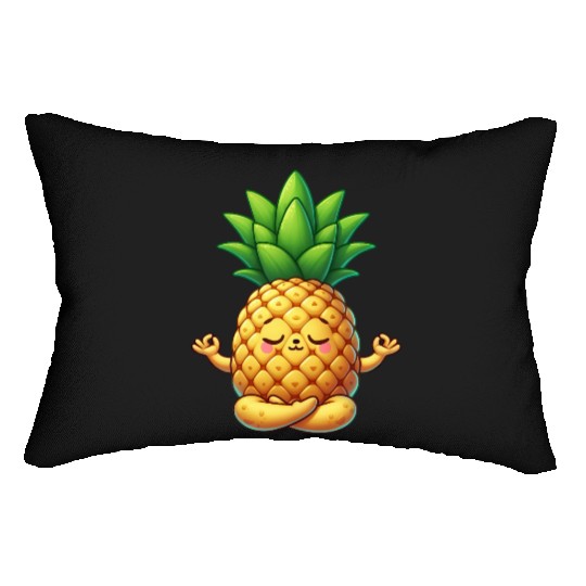 Cute pineapple cartoon yoga meditation relaxation Lumbar Pillows