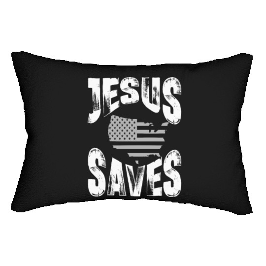 jesus saves usa Lumbar Pillows