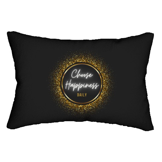 Choose Happiness Quote Design - Gold Luxury Gift Lumbar Pillows