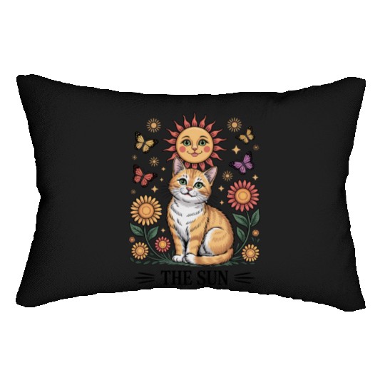 The Sun Tarot Cat Illustration Lumbar Pillows