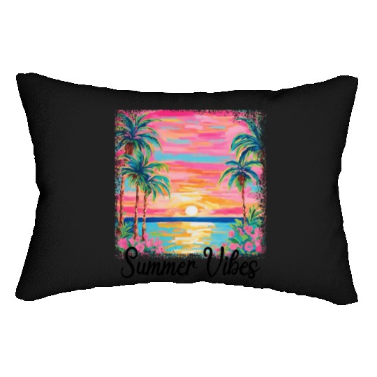 Summer Vibe Preppy Beach Lumbar Pillows