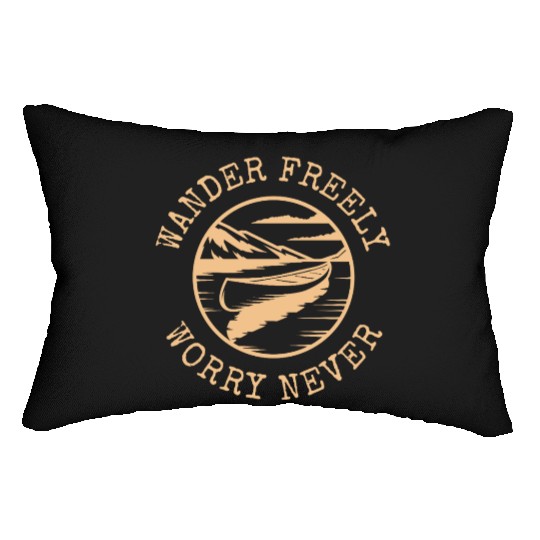 Wander Freely Worry Never Canoe On Lake Lumbar Pillows