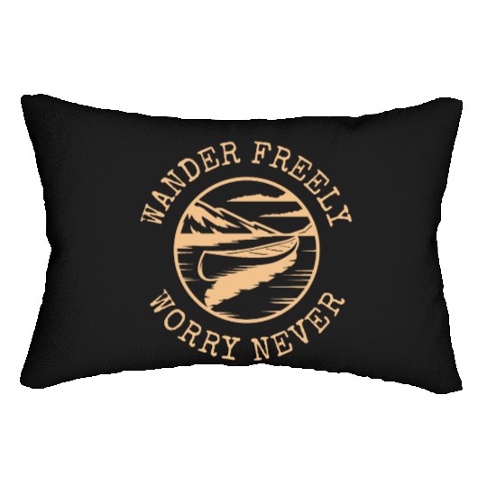 Wander Freely Worry Never Canoe On Lake Lumbar Pillows