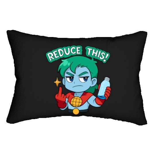 Chibi Style Captain Planet Reduce This!Design Lumbar Pillows