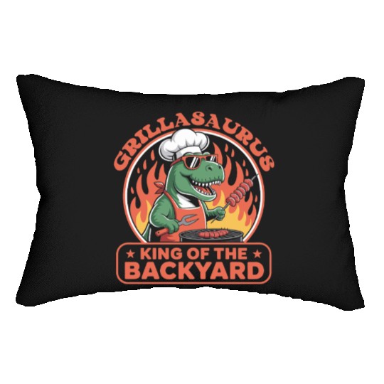 Funny Dinosaur BBQ Chef – Summer Grilling Lumbar Pillows