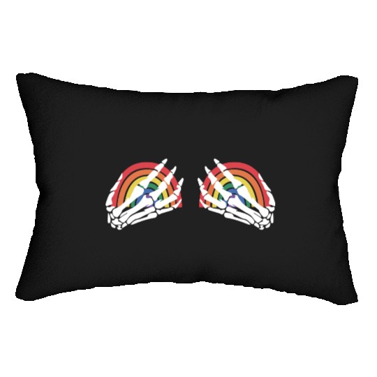LGBTQ Skeleton Hand Rainbow Lumbar Pillows