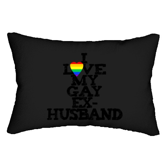 Rainbow Heart I Love My Gay Ex-Husband LGBTQ+ Ally Lumbar Pillows