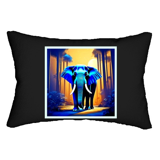 Mystic Elephant: Sunset Forest Journey Lumbar Pillows