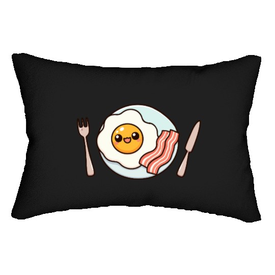 Whimsical Sunny Side Fried Egg Design Lumbar Pillows
