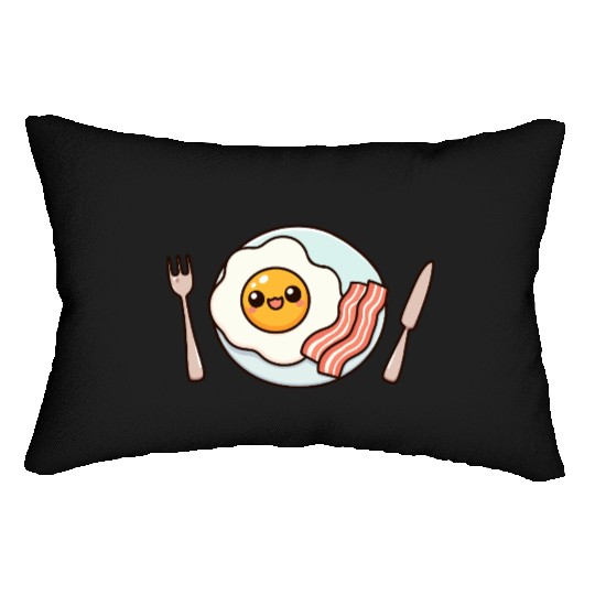 Whimsical Sunny Side Fried Egg Design Lumbar Pillows