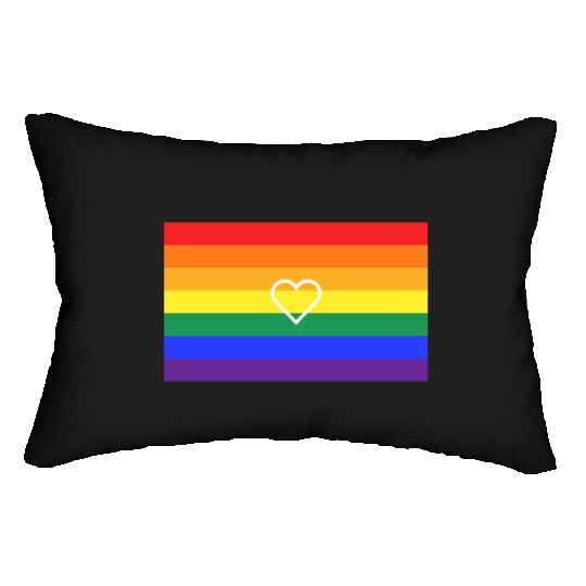 Rainbow Heart Pride Flag Lumbar Pillows