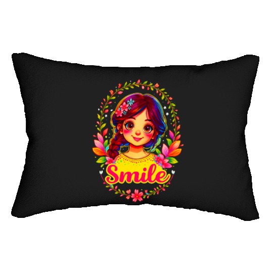 Smile – Cute Floral Girl Cartoon Lumbar Pillows for Kids