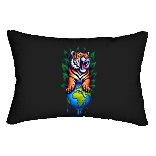 Tiger Earth Embrace ✦ Eco Accessory ✦ Vibrant Lumbar Pillows