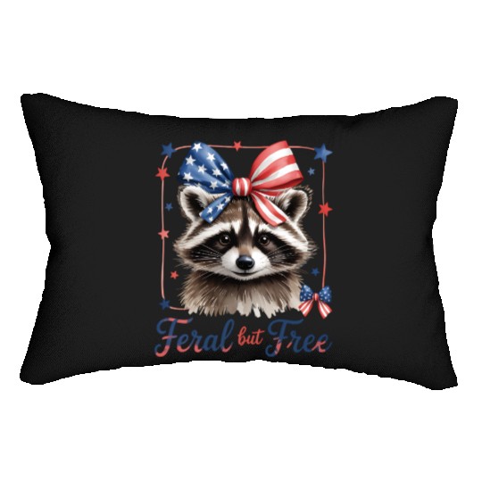 Feral but Free Raccoon Cute USA Lumbar Pillows