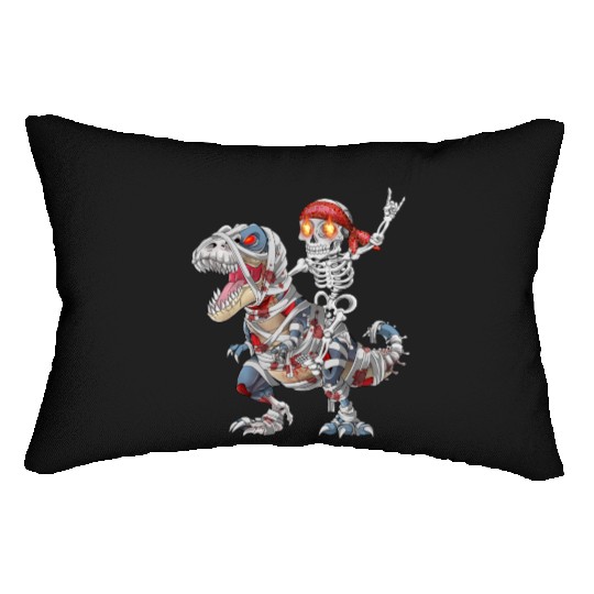 Rocker Skeleton Riding Mummy Dinosaur Halloween Lumbar Pillows