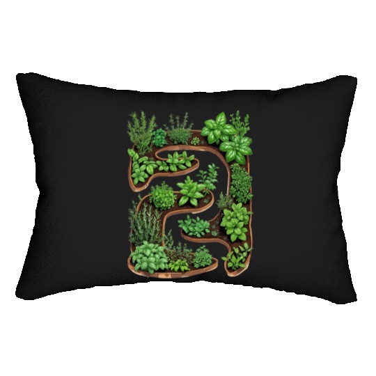 City Herb Garden Oasis Blueprint Lumbar Pillows
