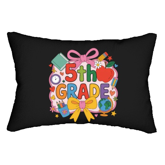 5Th Grade Back To School Colorful Bow Tie Stude Lumbar Pillows