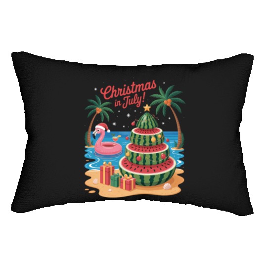 Christmas In July Watermelon Xmas Tree Santa Lumbar Pillows