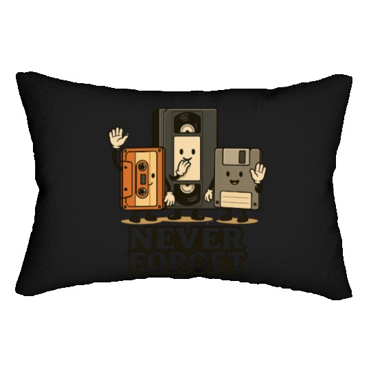 Retro Cassette Tape and Floppy Disk Design Lumbar Pillows