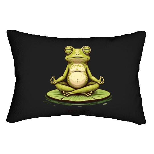 Funny Zen Frog Meditating on Lily Pad – Yoga Lumbar Pillows