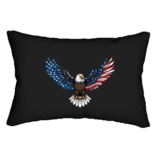 us flag colored eagle Lumbar Pillows