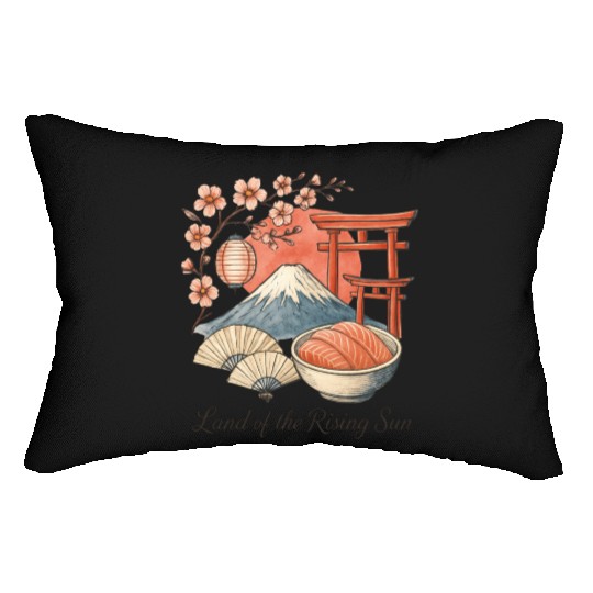 Japan Culture - Mount Fuji & Sakura Vintage Art Lumbar Pillows