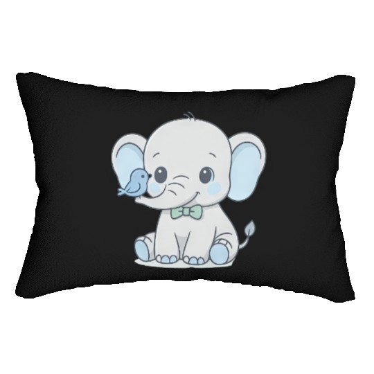 Baby Elephant Bowtie Cartoon Animal Cute Boy Lumbar Pillows