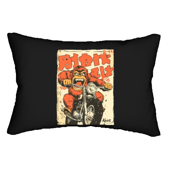 Monkey Mayhem – Vintage Ape on a Motorcycle Lumbar Pillows