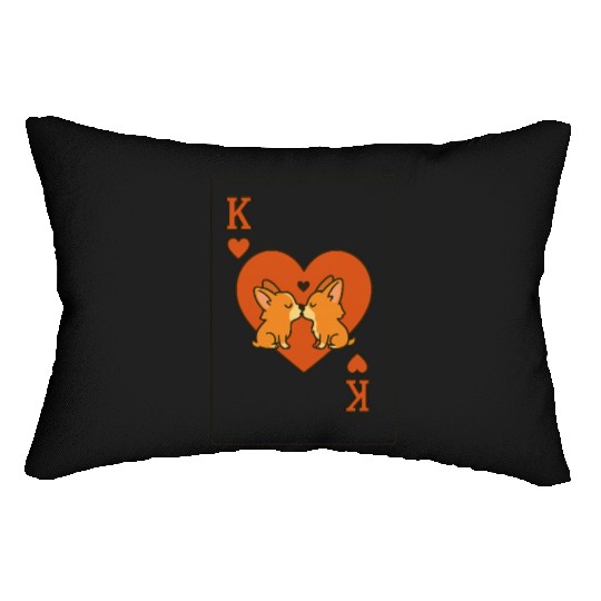 Du Du Corgi King of Hearts – Cute Poker Card Lumbar Pillows