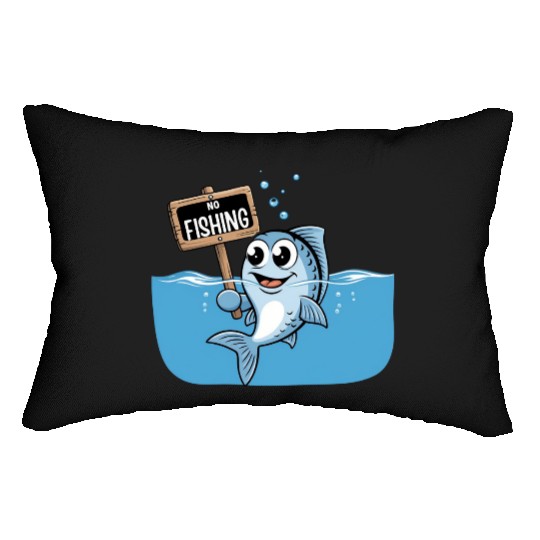 No Fishing – Cartoon Fish Joke Lumbar Pillows