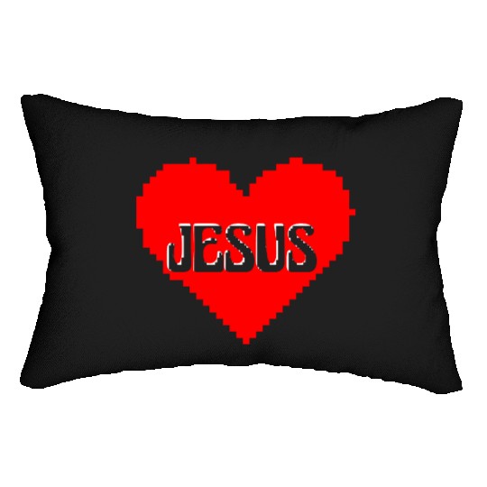 I LOVE JESUS PIXEL ART Lumbar Pillows