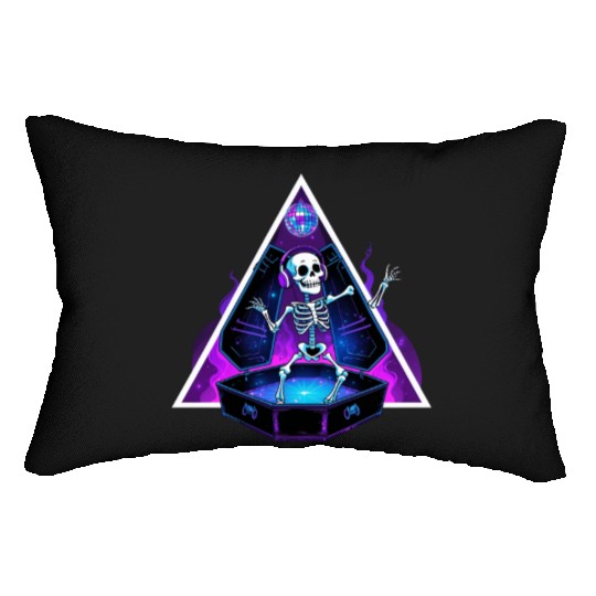 Neon Dancing Skeleton in Coffin Lumbar Pillows