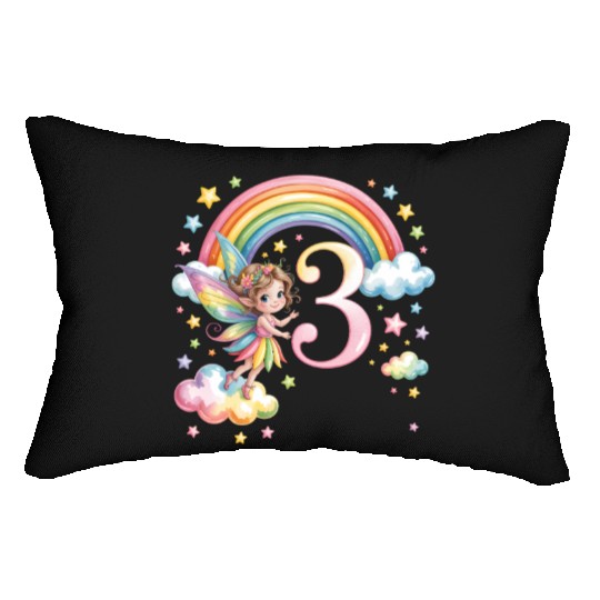 Magical Rainbow Fairy Elf 3rd Birthday Girl Lumbar Pillows