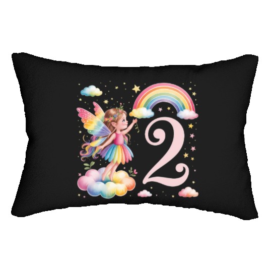 Magical Rainbow Fairy Elf 2nd Birthday Girl Lumbar Pillows