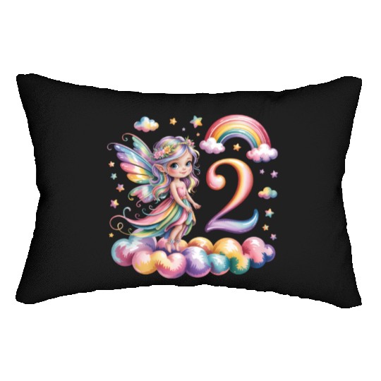 Magical Rainbow Fairy Elf 2nd Birthday Girl Lumbar Pillows